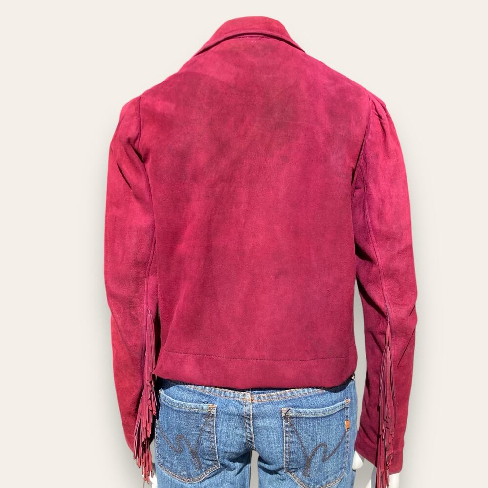 Vintage Burgundy suede cropped jacket ladies medium - Picture 5 of 16